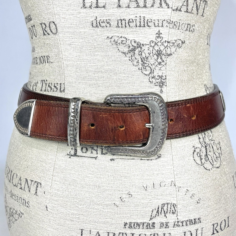 Vintage Billy Belts California Leather Concho Belt Brown Western Cowboy Size 30